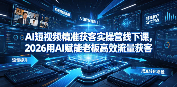 AI短视频精准获客实操营6月10-14号线下课,2026用AI赋能老板高效流量获客-优创圈