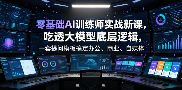 零基础AI训练师实战课,吃透大模型底层逻辑,一套提问模板搞定办公、商业、自媒体、设计、生活全场景AI落地应用-优创圈