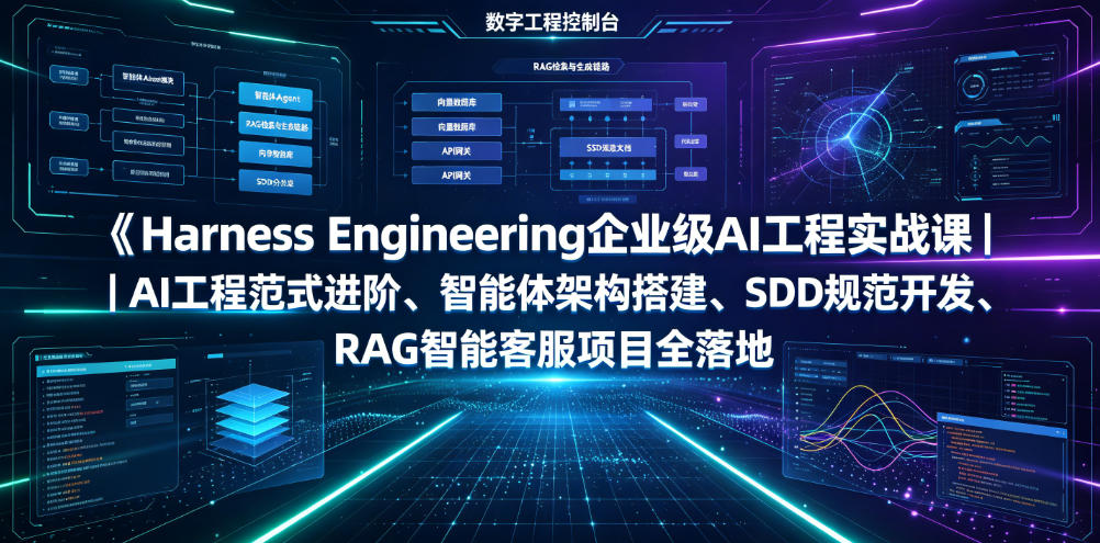 Harness Engineering企业级AI工程实战课|AI工程范式进阶、智能体架构搭建、SDD规范开发、RAG智能客服项目全落地-优创圈