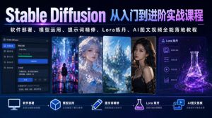 Stable Diffusion从入门到进阶实战课程|软件部署、模型运用、提示词精修、Lora炼丹、AI图文视频全能落地教程-优创圈
