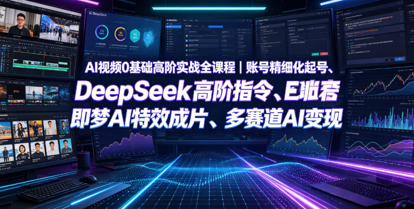 AI视频0基础高阶实战全课程|账号精细化起号、DeepSeek高阶指令、即梦AI特效成片、多赛道AI短视频量产变现-优创圈