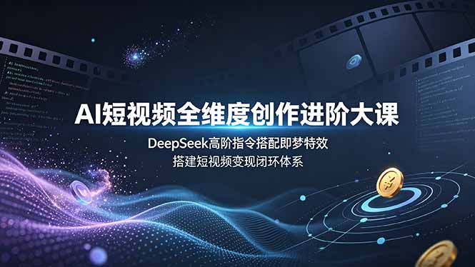 AI短视频全维度创作进阶大课,DeepSeek高阶指令搭配即梦特效,搭建短视频变现闭环体系-优创圈