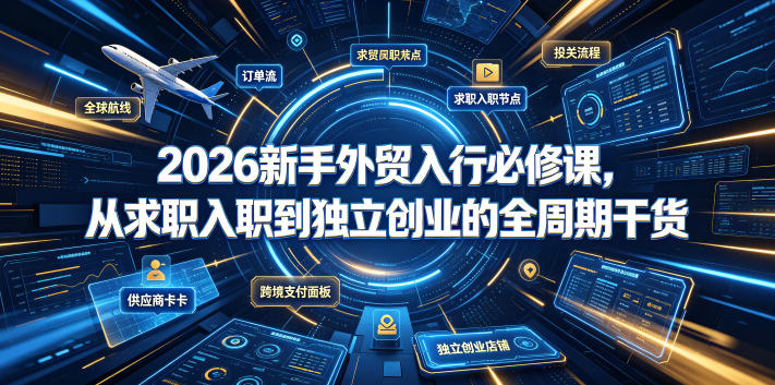 2026新手外贸入行必修课,从求职入职到独立创业的全周期干货-优创圈