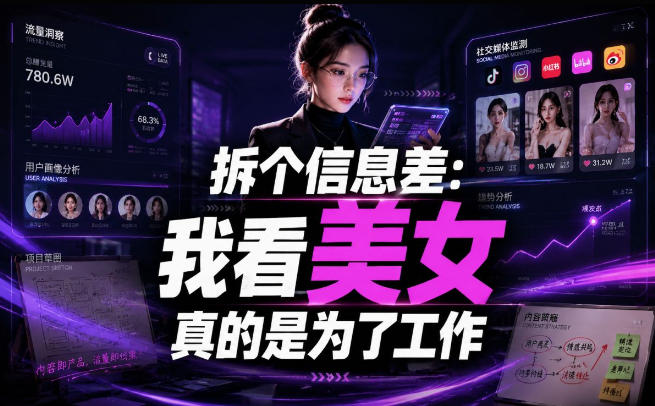 【理直气壮】我给看美女找了一个非常恰当的理由,信息差项目-优创圈