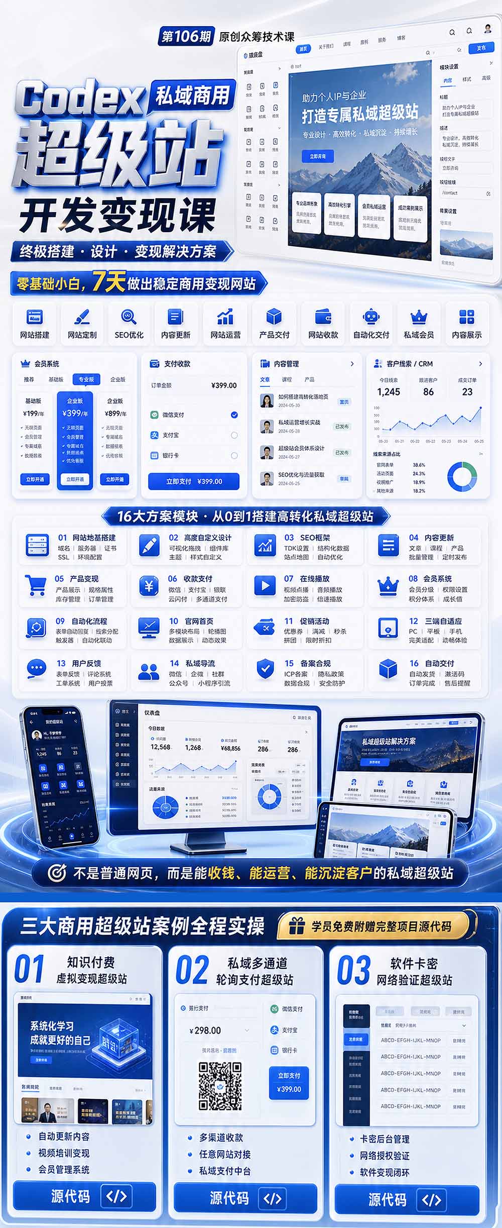 Codex私域商用超级站Ai开发变现课106期-完结:不是普通网站,而是能收钱,能运营,能沉淀客户的私域超级站