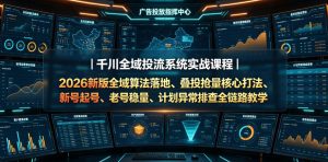 千川全域投流系统实战课程|2026新版全域算法落地、叠投抢量核心打法、新号起号、老号稳量、计划异常排查全链路教学-优创圈