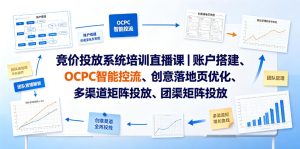 竞价投放系统培训直播课｜账户搭建、OCPC智能控流、创意落地页优化、多渠道矩阵投放、团队管理与副业变现全阶实战-优创圈