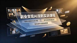 副业变现AI漫剧实训课程,智能体辅助生成分镜,参考素材批量出片,轻松制作流量短视频-优创圈