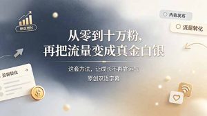 从零到十万粉，再把流量变成真金白银——这套方法，让成长不再靠运气【原创双语字幕】-优创圈