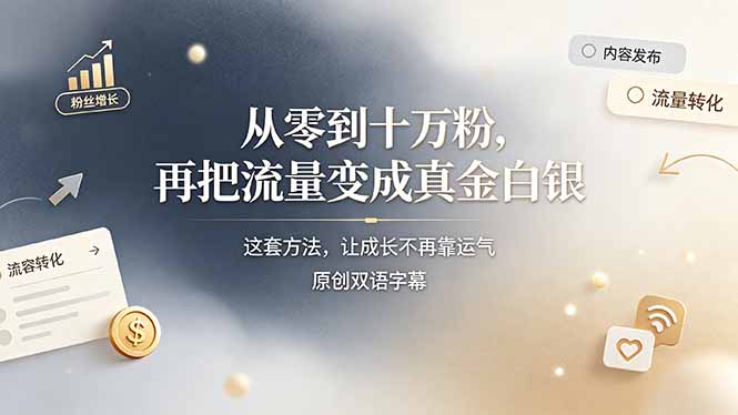 从零到十万粉,再把流量变成真金白银——这套方法,让成长不再靠运气【原创双语字幕】-优创圈