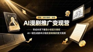 AI漫剧推广变现营,零成本拿下番茄小说官方授权,AI一键生成剧本分镜批量做爆款推文视频-优创圈