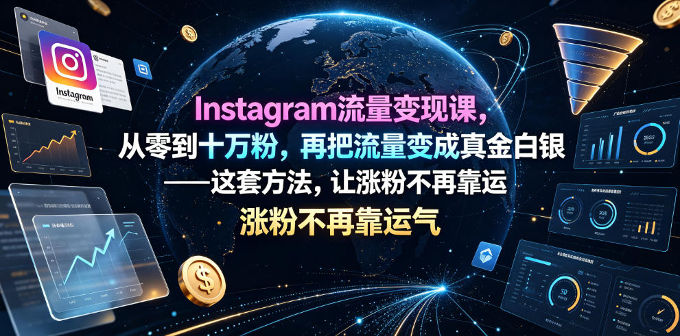 Instagram流量变现课,从零到十万粉,再把流量变成真金白银——这套方法,让涨粉不再靠运气【原创双语字幕】-优创圈