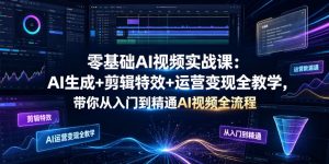 零基础AI视频实战课:AI生成+剪辑特效+运营变现全教学,带你从入门到精通AI视频全流程-优创圈