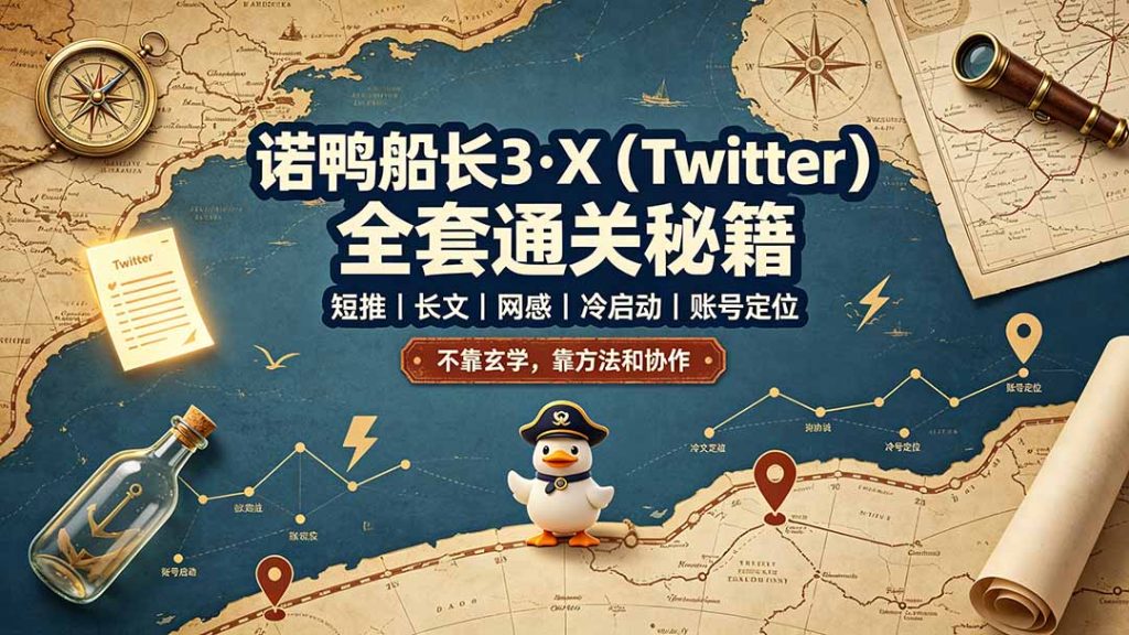 诺鸭船长3·X(Twitter)全套通关秘籍,短推、长文、网感、冷启动、账号定位,不靠玄学,靠方法和协作-优创圈