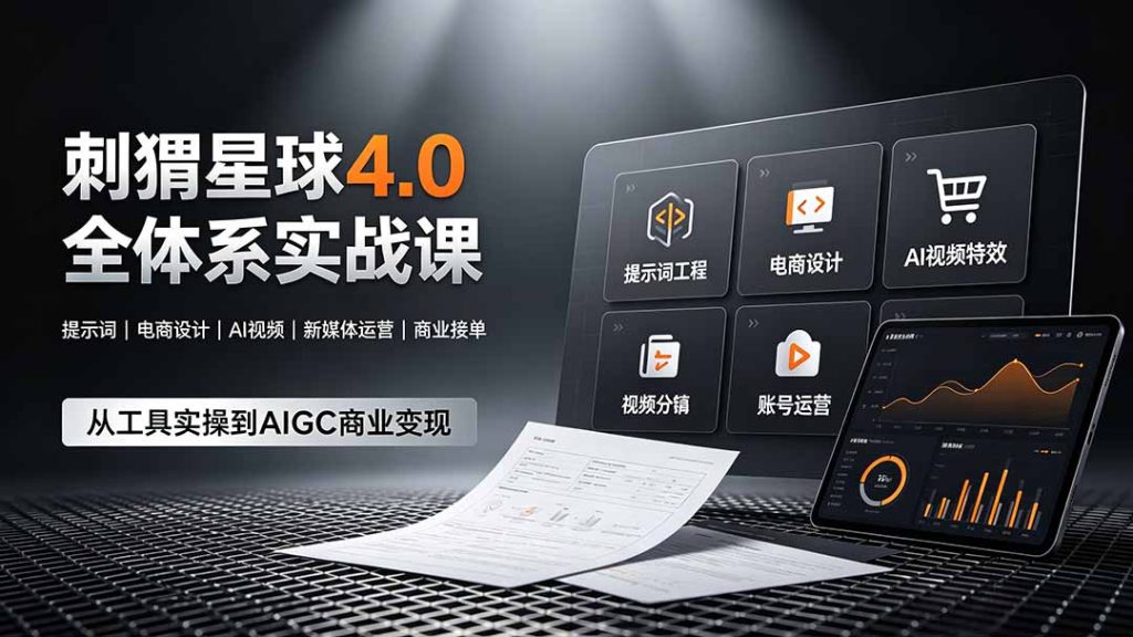 刺猬星球4.0全体系实战课,覆盖提示词工程、电商设计、AI视频特效与新媒体运营,一站式掌握AIGC商业核心技能-优创圈