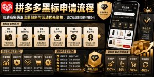 拼多多黑标申请流程，帮助商家获取流量倾斜与活动优先资格，助力品牌溢价与转化-优创圈