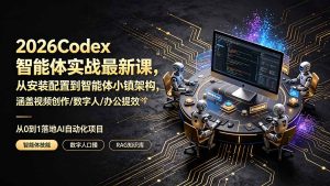 2026Codex智能体实战最新课,从安装配置到智能体小镇架构,涵盖视频创作/数字人/办公提效全技能-优创圈
