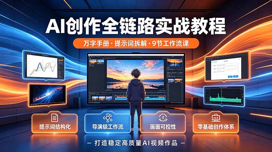 AI创作全链路实战教程｜万字手册·提示词拆解·9节工作流课，打造稳定高质量AI视频作品-优创圈