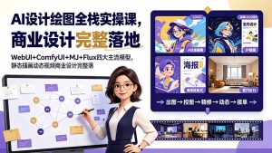AI设计绘图全栈实操课,WebUI+ComfyUI+MJ+Flux四大主流模型,静态插画动态视频商业设计完整落地教程-优创圈