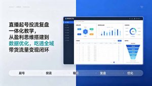 直播起号投流复盘一体化教学,从盈利思维搭建到数据优化,吃透全域带货流量变现闭环-优创圈