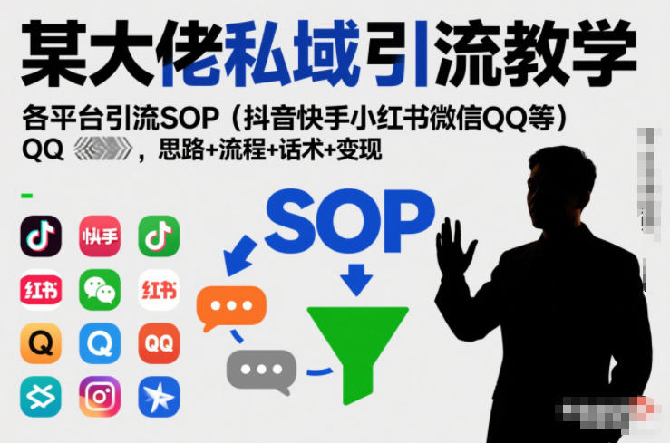 某大佬私域引流教学，各平台引流SOP（抖音快手小红书微信QQ等），思路+流程+话术+变现（更新0708）-优创圈