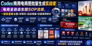 Codex商用电商图批量生成实战课｜电商全自动生图SOP流程，一键批量做主图/详情页/活动海报/封面商用教程-优创圈