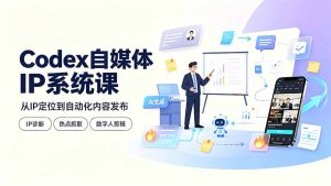 Codex自媒体IP系统课:IP诊断/热点抓取/IP蒸馏 Skill,爆款复刻数字人多平台自动发布教程-优创圈