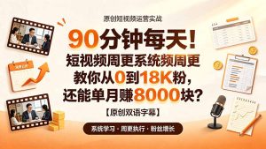 90 分钟每天!短视频周更系统教你从 0 到 18K 粉,还能单月赚 8000 块?【原创双语字幕】-优创圈