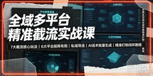 全域多平台精准截流实战课|7大截流核心玩法、6大平台矩阵布局、私域导流、AI话术批量生成、精准打粉闭环教程-优创圈