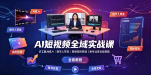 AI短视频全域实战课|多工具AI成片、数字人带货、剪映高阶剪辑、账号运营全域变现全套教程-优创圈