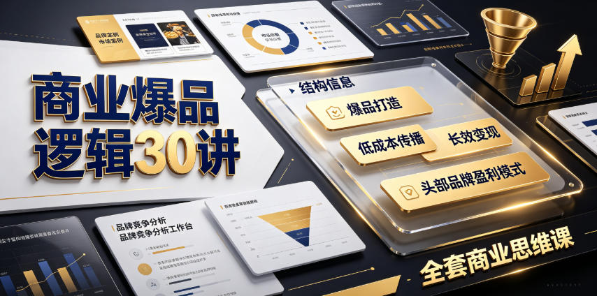 商业爆品逻辑30讲｜拆解各行各业头部品牌盈利模式，吃透爆品打造、低成本传播、长效变现全套商业思维课-优创圈