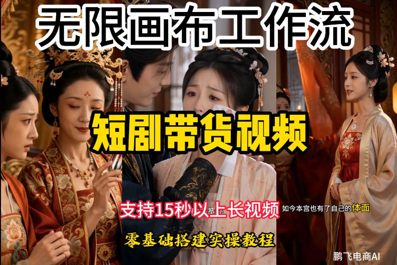 无限画布工作流制作短剧带货视频支持制作15秒以上视频，实操搭建教学，看完教程小白也能轻松搭建-优创圈