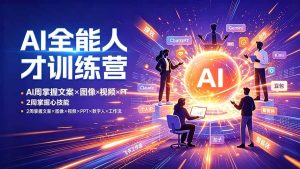 AI全能人才训练营:2周掌握文案×图像×视频×PPT×数字人×工作流,超越80%的人-优创圈