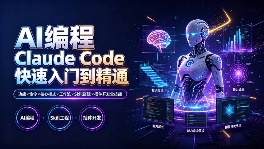 AI编程 Claude Code快速入门到精通:功能×命令×核心模式×工作流×Skill搭建×插件开发全技能-优创圈