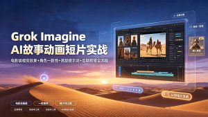 Grok Imagine AI故事动画短片实战:电影级视觉效果+角色一致性+高级提示词+后期剪辑全流程-优创圈
