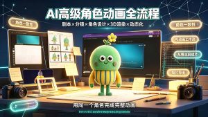 AI高级角色动画全流程:剧本×分镜×角色设计×3D渲染×动态化,从概念到成片一站式教学-优创圈