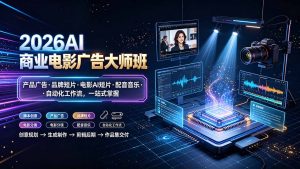 2026AI商业电影广告大师班:产品广告·品牌短片·电影AI短片·配音音乐·自动化工作流,一站式掌握-优创圈