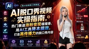AI脱口秀视频实操指南,热门赛道涨粉变现嘎嘎香,用AI工具降本提效,打造高传播力的脱口秀内容-优创圈