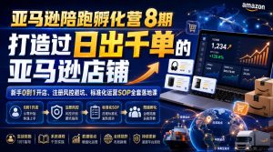 亚马逊陪跑孵化营8期,打造过日出千单的亚马逊店铺,新手0到1开店、注册风控避坑、标准化运营SOP全套落地课-优创圈