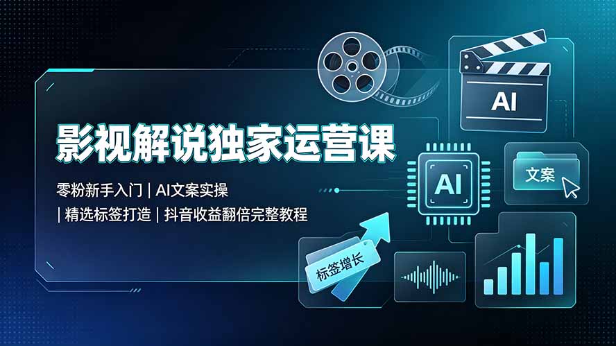 影视解说独家运营课▪零粉新手入门|AI文案实操|精选标签打造|抖音收益翻倍完整教程