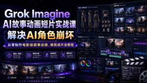 Grok Imagine AI故事动画短片实战课|解决AI角色崩坏,从零制作电影级叙事动画、精剪成片全教程(中英字幕)-优创圈