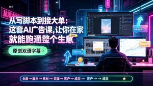 从写脚本到接大单：这套AI广告课，让你在家就能跑通整个生意【原创双语字幕】-优创圈