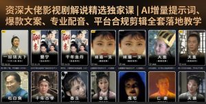 资深大佬影视剧解说精选独家课｜AI增量提示词、爆款文案、专业配音、平台合规剪辑全套落地教学-优创圈