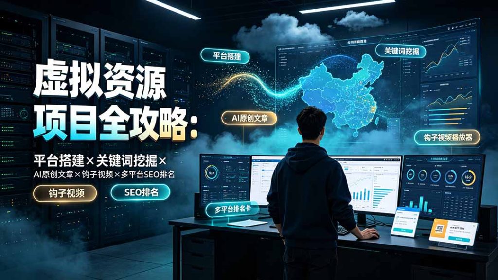 虚拟资源项目全攻略:平台搭建×关键词挖掘×AI原创文章×钩子视频×多平台SEO排名-优创圈