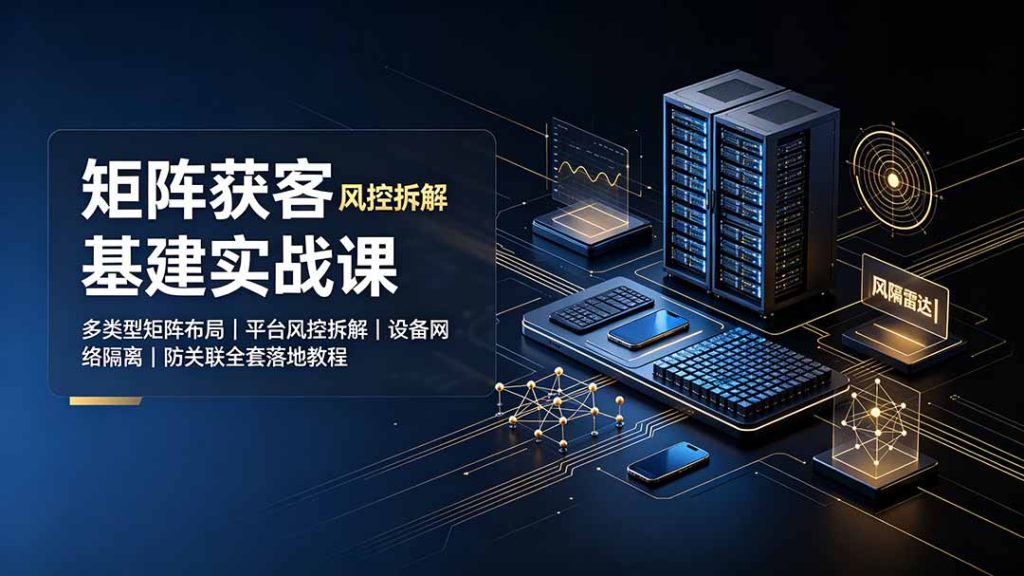 矩阵获客基建实战课:多类型矩阵布局|平台风控拆解|设备网络隔离|防关联全套落地教程-优创圈