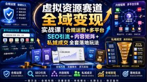 虚拟资源赛道全域变现实战课｜合规运营+多平台SEO引流+内容矩阵+私域成交全套落地玩法-优创圈