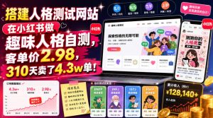 搭建人格测试网站在小红书做趣味人格自测，客单价2.98，310天卖了4.3w单！-优创圈