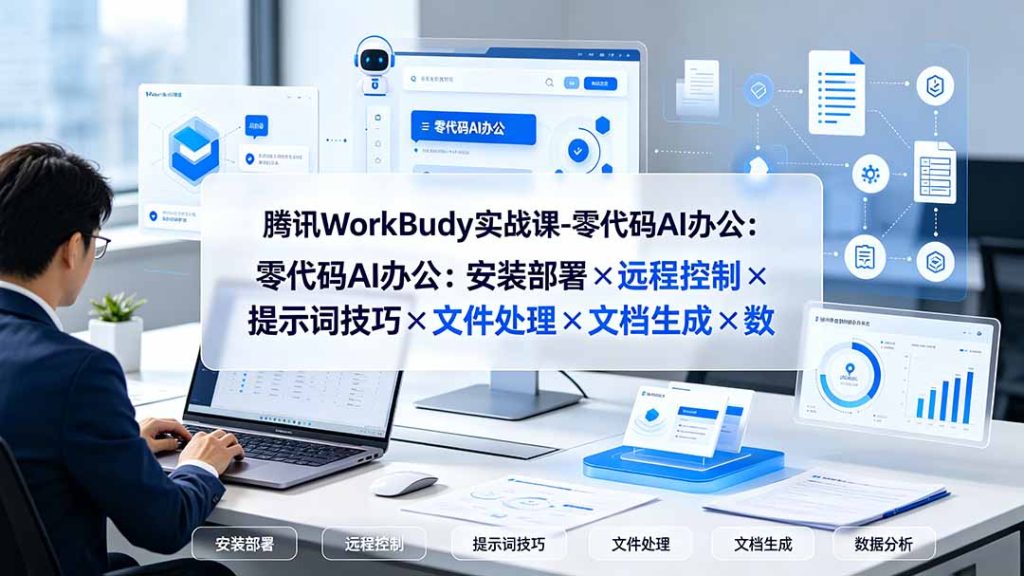 腾讯WorkBuddy实战课-零代码AI办公:安装部署×远程控制×提示词技巧×文件处理×文档生成×数据分析-优创圈