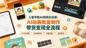 儿童早教AI视频实战课:0-6岁认知选题|AI动画批量制作|权重流量拉升|宝妈账号带货变现全流程-优创圈