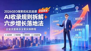 2026GEO搜索优化实战课:AI收录规则拆解|六步增长落地法|企业流量暴涨全套实操教程-优创圈